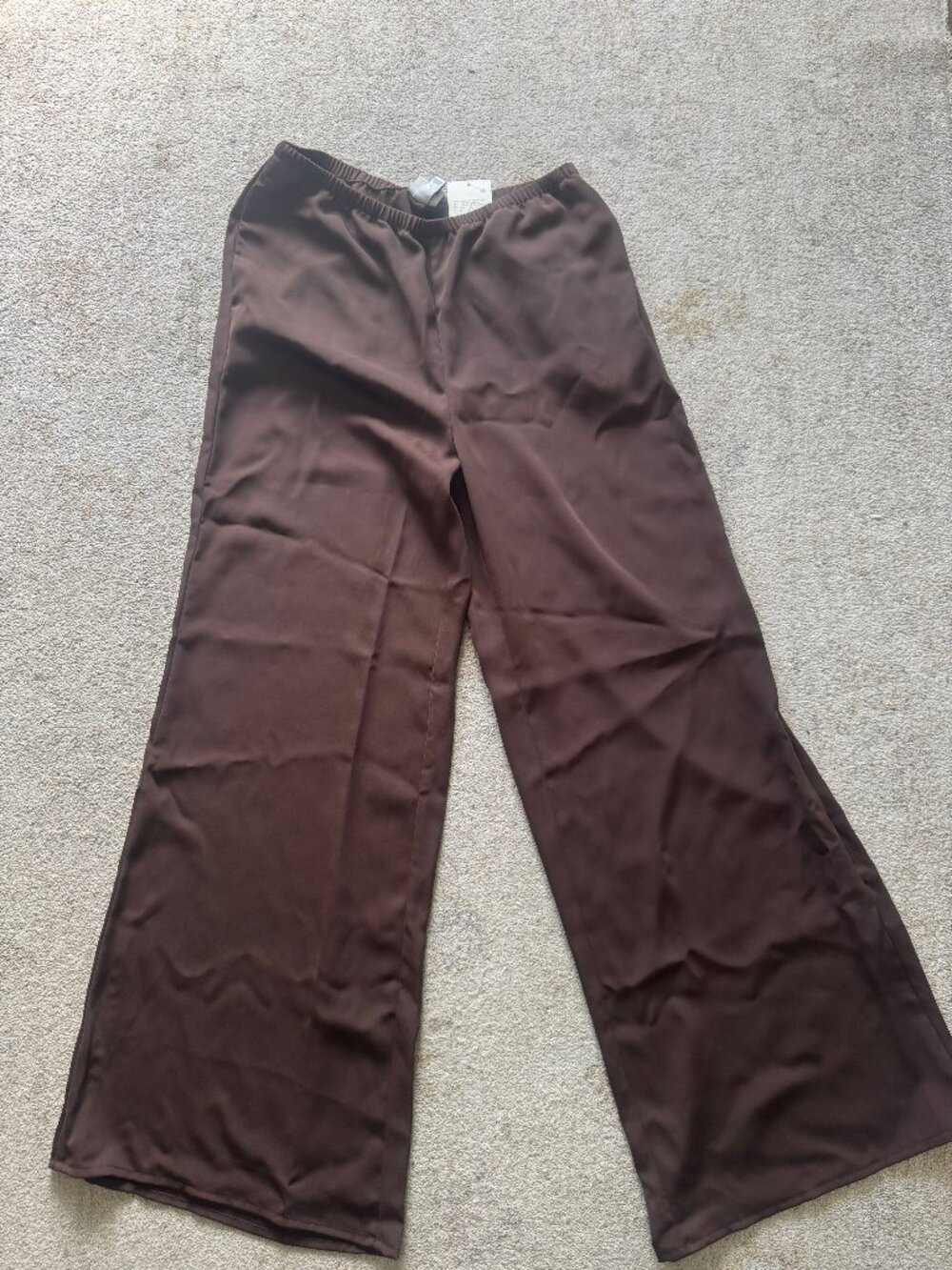 A New Day Brown Satin Wide Leg Pull-On Pants XS NWT